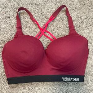 Victoria’s Secret Incredible Sports Bra 32DDD 32F Maroon Burgundy Gym Workout